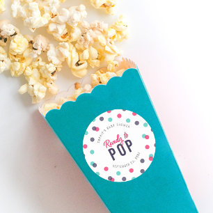 Pegatina Redonda Confeti verde azulado rosado del añil listo para