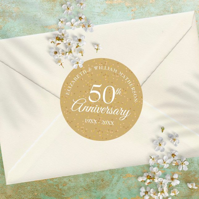 Pegatina Redonda Confetti de oro de 50 años (Subido por el creador)