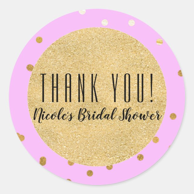 Pegatina Redonda Confetti de oro rosado con glamour moderno en favo (Anverso)