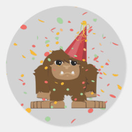 Pegatina Redonda Confetti Fiesta Sasquatch Bigfoot