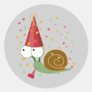 Pegatina Redonda Confetti Fiesta Snail