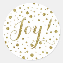 Pegatina Redonda Confetti Gold Purpurina Joy Holiday Sparkle