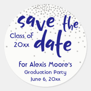 Pegatina Redonda Confetti plateado con la Marina: Moderno "Save the