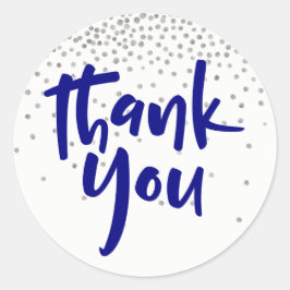 Pegatina Redonda Confetti plateado con la marina: moderno tipo "Gra