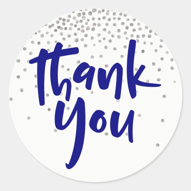 Pegatina Redonda Confetti plateado con la marina: moderno tipo "Gra (Anverso)