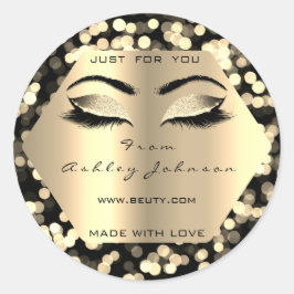 Pegatina Redonda Confetti Purpurina Champaigne Gold Hecho Con Amor