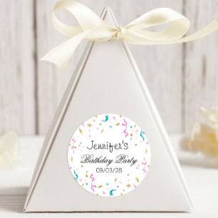 Pegatina Redonda Confetti rosa y Purpurina de Aqua