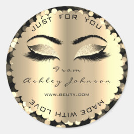 Pegatina Redonda Confetti Sparkly Purpurina Gold Lash Hecho Con Amo