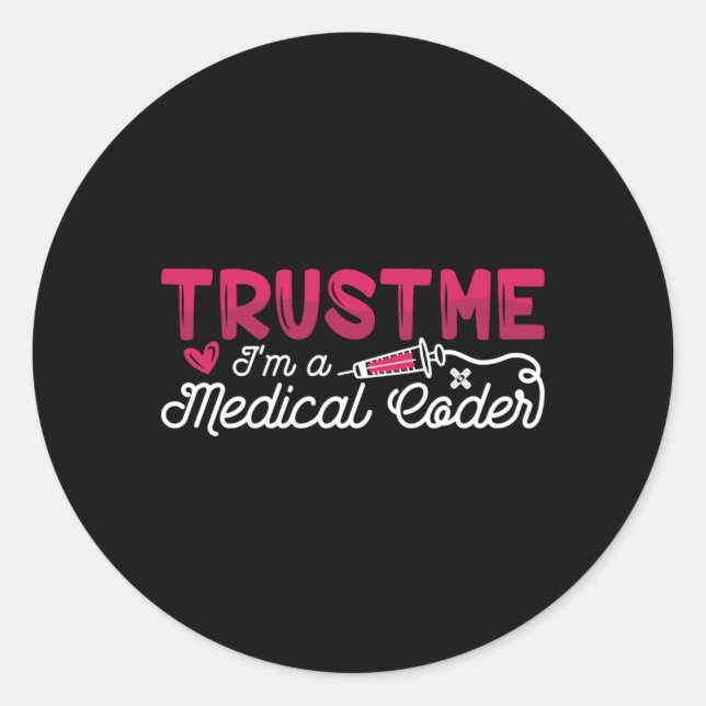 Pegatina Redonda Confía en mí. Soy un programador de codificación I (Anverso)