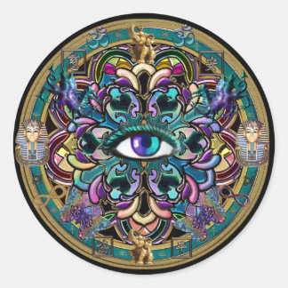 Pegatina Redonda Confía en ti mismo ~ Los ojos del mundo Mandala