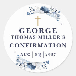 Pegatina Redonda Confirmación moderna botánica de Marina