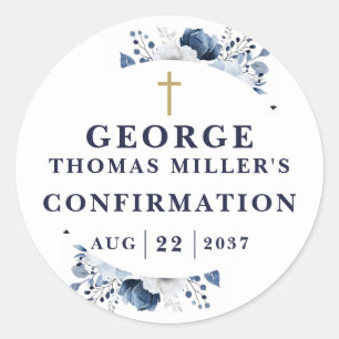 Pegatina Redonda Confirmación moderna botánica de Marina