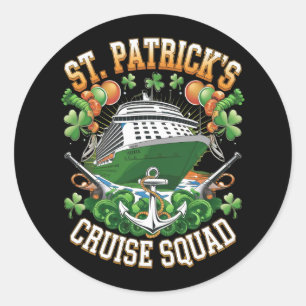 Pegatina Redonda Confrontación de la familia St Patrick's Day Cruis
