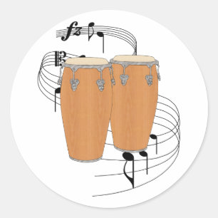 Pegatina Redonda Conga Drums