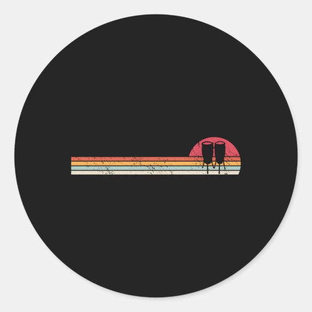 Pegatina Redonda Conga, el músico tamborilero de Congas (Anverso)