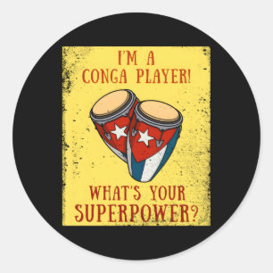 Pegatina Redonda Conga Tumbadora Cubana Drums Conguero Drummer Timb