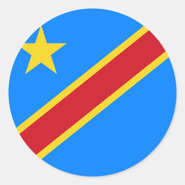 Pegatina Redonda Congo - Bandera de la República Democrática del Co (Anverso)