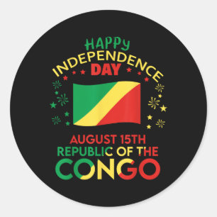 Pegatina Redonda Congo Brazzaville 65º Día de la Independencia cong