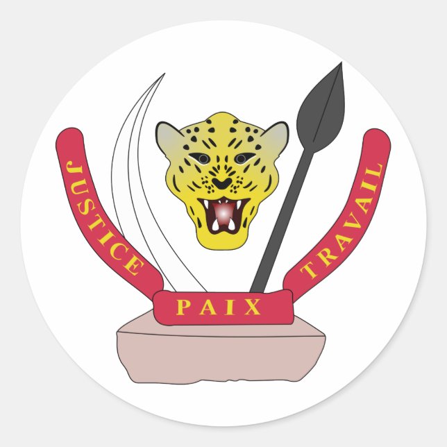 Pegatina Redonda Congo Escudo de armas CD (Anverso)