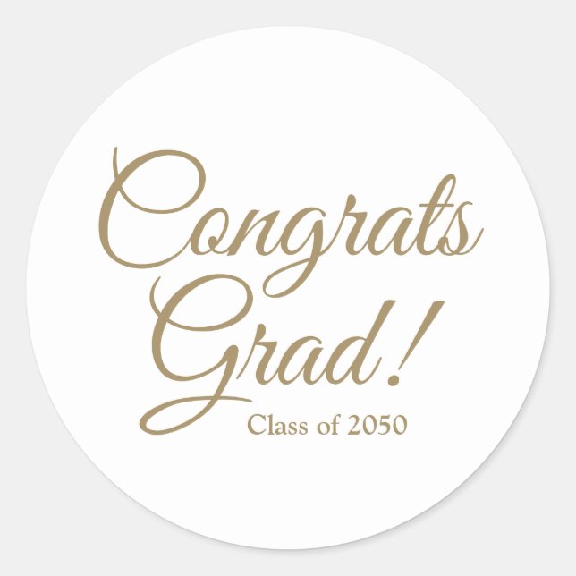 Pegatina Redonda Congrats grad clase de guión oro año elegante (Anverso)
