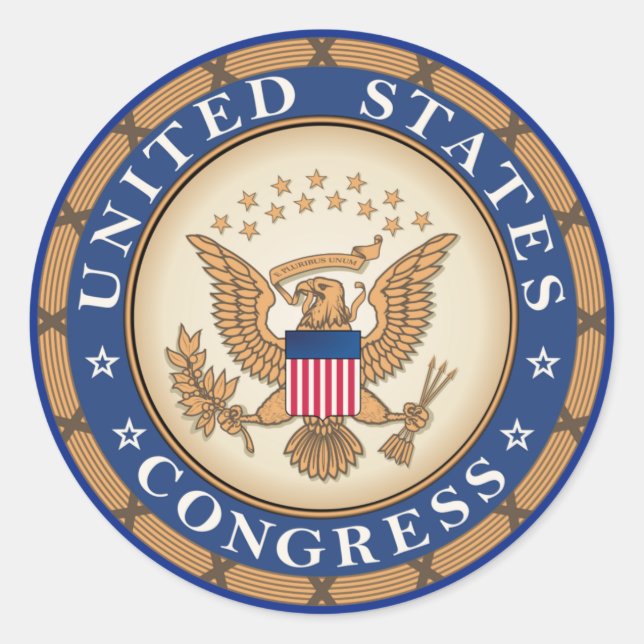 Pegatina Redonda Congreso de Estados Unidos (Anverso)