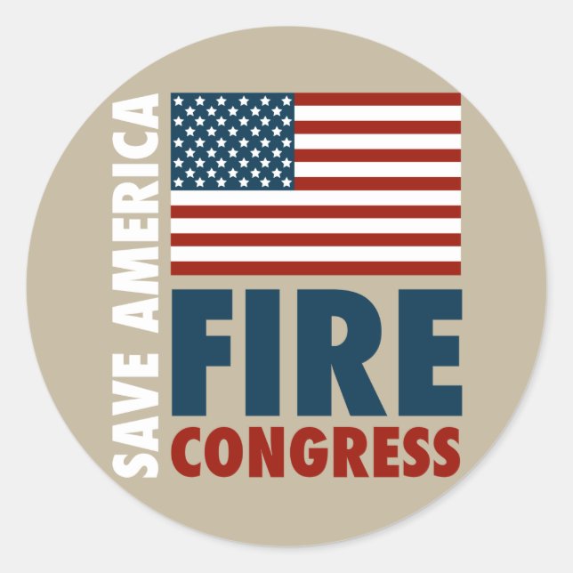 Pegatina Redonda Congreso para Salvar al Fuego de Estados Unidos (Anverso)