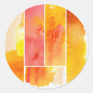 Pegatina Redonda Conjunto de acuarelas abstractas pintadas a mano
