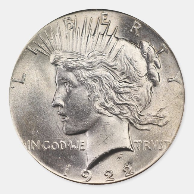 Pegatina Redonda Conjunto de Pegatinas de Dólar de Paz (Anverso)