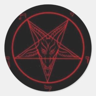 Pegatina Redonda Conjunto de Pegatinas redondos rojos de Baphomet