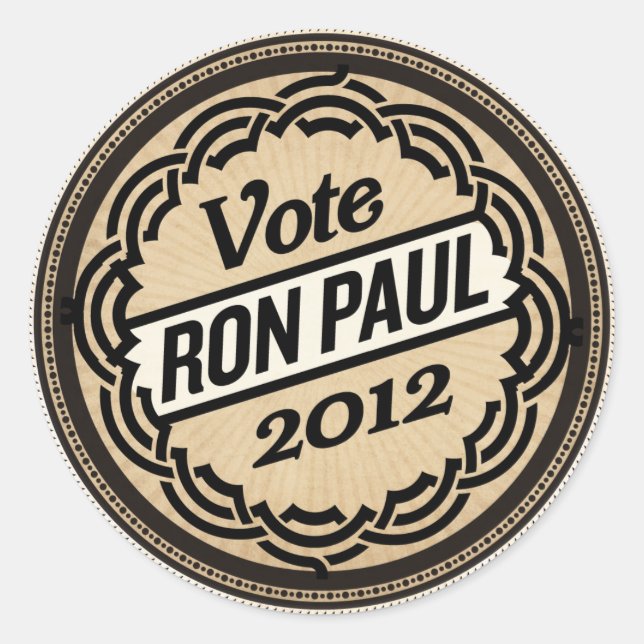 Pegatina Redonda Conjunto de Pegatinas Ron Paul 2012 (Anverso)