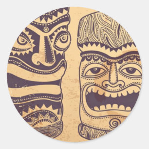 Pegatina Redonda Conjunto de tiki vintage
