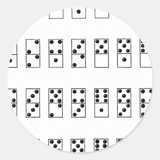 Pegatina Redonda conjunto retro vintage de dominoes (Anverso)