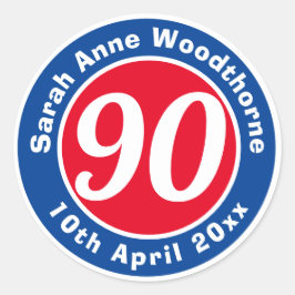 Pegatina Redonda Conmemoración de cumpleaños con nombre, edad y fec