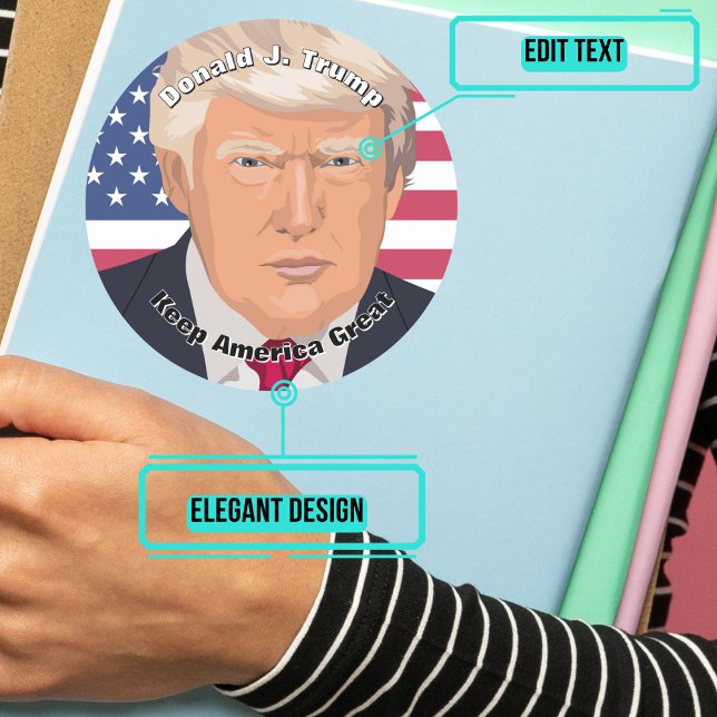 Pegatina Redonda Conmemoración del nuevo presidente Donald J. Trump (Please enjoy our design and see the others in the collection.)