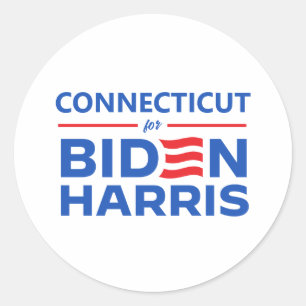 Pegatina Redonda Connecticut para Biden Harris