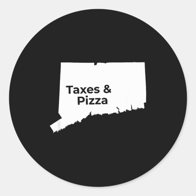 Pegatina Redonda Connecticut Taxes &amp; Connecticut Zza  (Anverso)