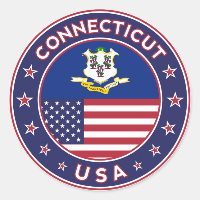 Pegatina Redonda Connecticut, USA States, Connecticut sticker (Anverso)