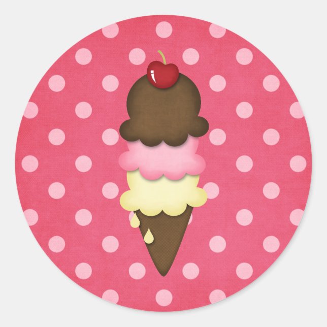 Pegatina Redonda cono de helado (Anverso)
