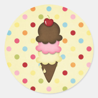 Pegatina Redonda cono de helado