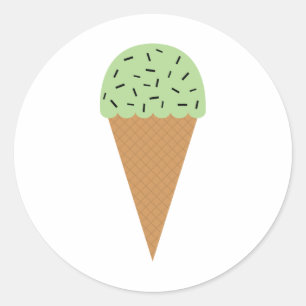 Pegatina Redonda Cono de helado de chocolate con menta
