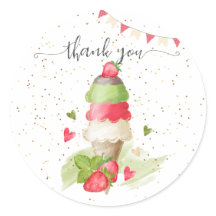 Cono de helado de fresa "gracias"
