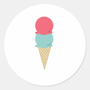 Pegatina Redonda Cono de Helado Doble Whimsical