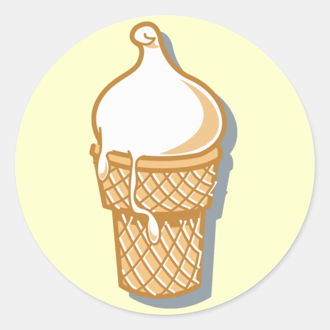 Pegatina Redonda cono de helado retro (Anverso)