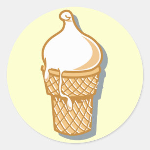 Pegatina Redonda cono de helado retro