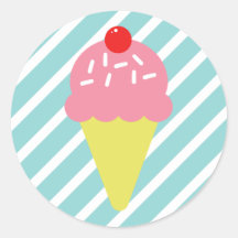 Cono de helado rosa retro con franjas azules