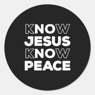 Pegatina Redonda Conocer a Jesús Conocer Paz Iglesia Cristiana Fe I