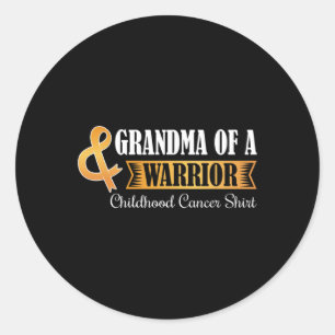 Pegatina Redonda Consciente de la Abuela de la Cinta del Cáncer Inf