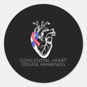 Pegatina Redonda Consciente De La Enfermedad Cardíaca Congénita De 