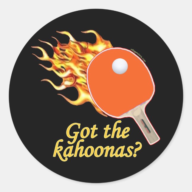Pegatina Redonda Conseguí La Kahoonas Flaming Ping Pong (Anverso)