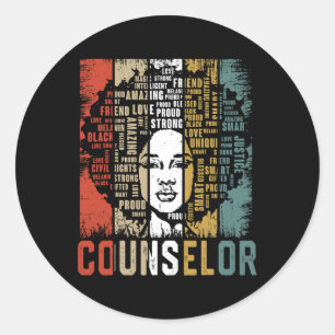 Pegatina Redonda Consejera de historia negra afroamericana